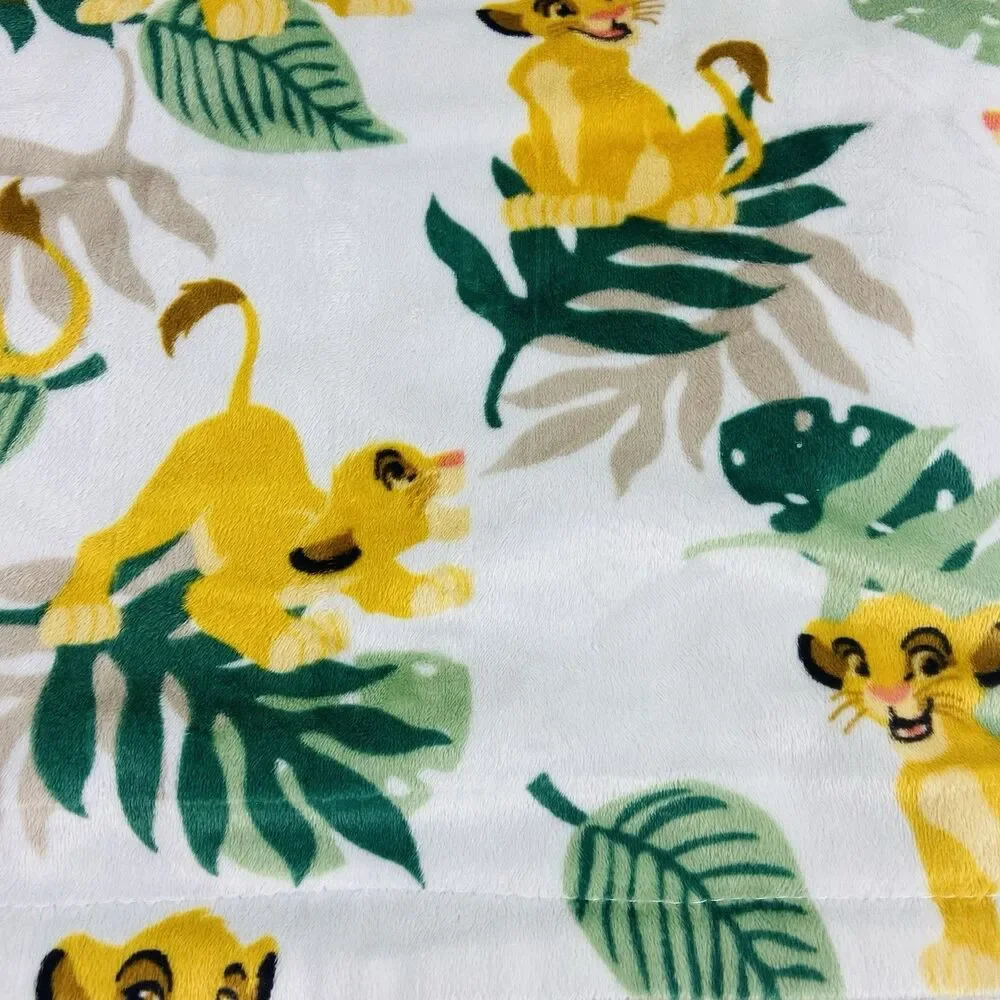 Disney Baby Lion King Simba Blanket Green Leaves Tan Back Jungle 30x40